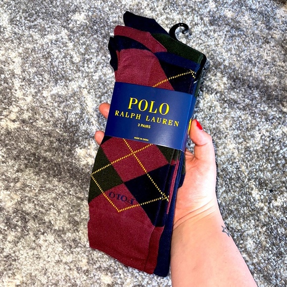 Polo Ralph Lauren Mens Dress Socks 3 Pack Red/Green/Blue - Picture 8 of 8